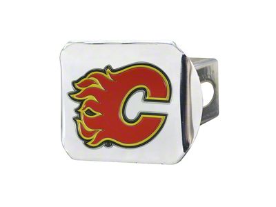 Hitch Cover with Calgary Flames Logo; Chrome (Universal; Some Adaptation May Be Required)