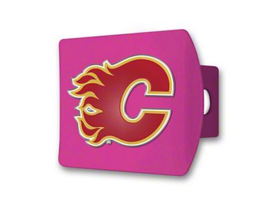 Hitch Cover with Calgary Flames Logo; Pink (Universal; Some Adaptation May Be Required)