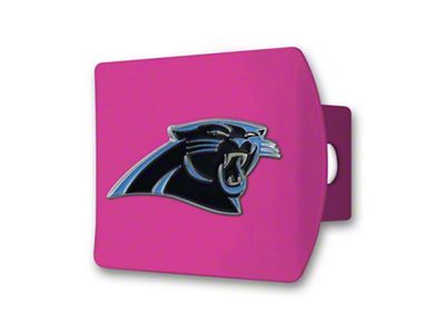 Hitch Cover with Carolina Panthers Logo; Pink (Universal; Some Adaptation May Be Required)