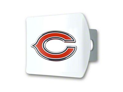 Hitch Cover with Chicago Bears Logo; White (Universal; Some Adaptation May Be Required)