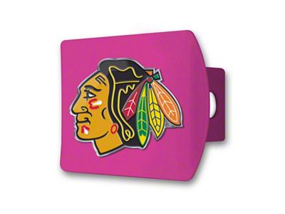 Hitch Cover with Chicago Blackhawks Logo; Pink (Universal; Some Adaptation May Be Required)