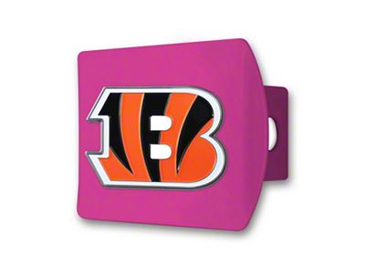 Hitch Cover with Cincinnati Bengals Logo; Pink (Universal; Some Adaptation May Be Required)