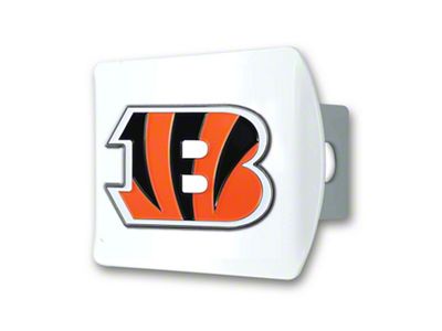 Hitch Cover with Cincinnati Bengals Logo; White (Universal; Some Adaptation May Be Required)