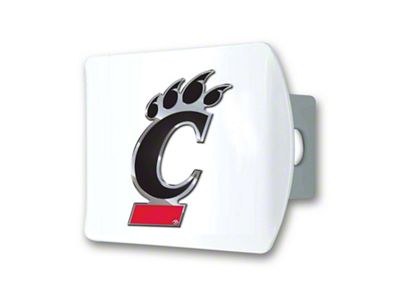 Hitch Cover with Cincinnati Logo; White (Universal; Some Adaptation May Be Required)