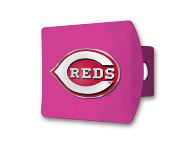 Hitch Cover with Cincinnati Reds Logo; Pink (Universal; Some Adaptation May Be Required)