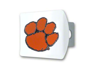 Hitch Cover with Clemson Logo; White (Universal; Some Adaptation May Be Required)