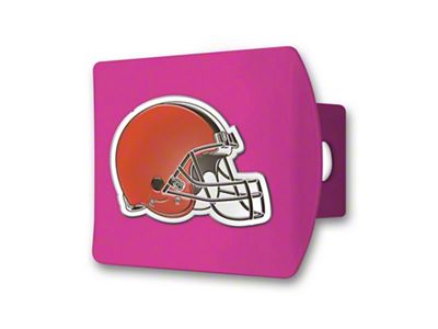 Hitch Cover with Cleveland Browns Logo; Pink (Universal; Some Adaptation May Be Required)