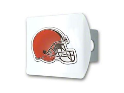 Hitch Cover with Cleveland Browns Logo; White (Universal; Some Adaptation May Be Required)