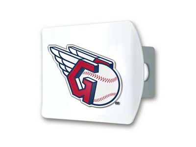 Hitch Cover with Cleveland Guardians Logo; White (Universal; Some Adaptation May Be Required)