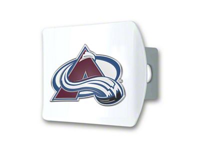 Hitch Cover with Colorado Avalanche Logo; White (Universal; Some Adaptation May Be Required)