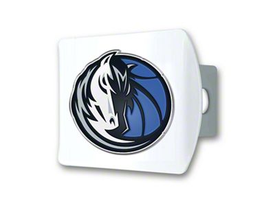 Hitch Cover with Dallas Mavericks Logo; White (Universal; Some Adaptation May Be Required)