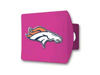 Hitch Cover with Denver Broncos Logo; Pink (Universal; Some Adaptation May Be Required)