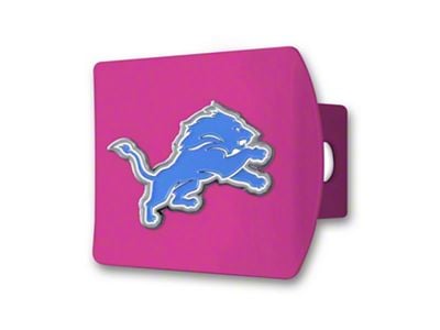 Hitch Cover with Detroit Lions Logo; Pink (Universal; Some Adaptation May Be Required)