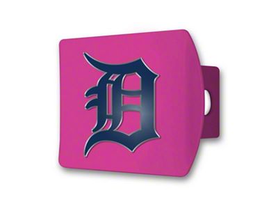 Hitch Cover with Detroit Tigers Logo; Pink (Universal; Some Adaptation May Be Required)