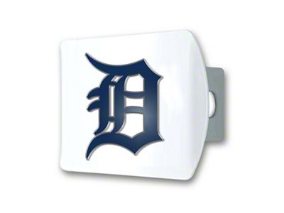 Hitch Cover with Detroit Tigers Logo; White (Universal; Some Adaptation May Be Required)