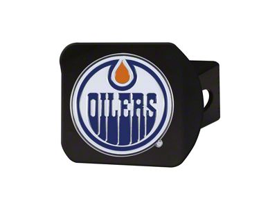 Hitch Cover with Edmonton Oilers Logo; Black (Universal; Some Adaptation May Be Required)