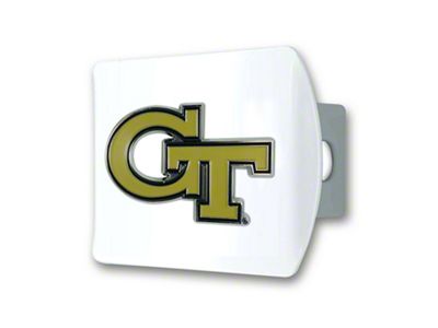 Hitch Cover with Georgia Tech Logo; White (Universal; Some Adaptation May Be Required)