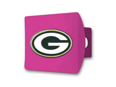 Hitch Cover with Green Bay Packers Logo; Pink (Universal; Some Adaptation May Be Required)