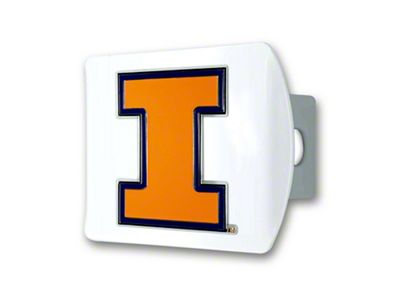 Hitch Cover with Illinois Logo; White (Universal; Some Adaptation May Be Required)