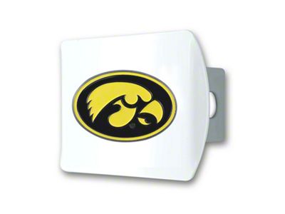 Hitch Cover with Iowa Logo; White (Universal; Some Adaptation May Be Required)