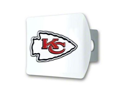 Hitch Cover with Kansas City Chiefs Logo; White (Universal; Some Adaptation May Be Required)