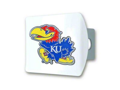 Hitch Cover with Kansas Logo; White (Universal; Some Adaptation May Be Required)