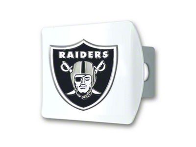 Hitch Cover with Las Vegas Raiders Logo; White (Universal; Some Adaptation May Be Required)