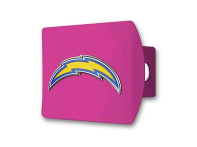 Hitch Cover with Los Angeles Chargers Logo; Pink (Universal; Some Adaptation May Be Required)