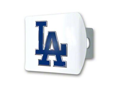 Hitch Cover with Los Angeles Dodgers Logo; White (Universal; Some Adaptation May Be Required)