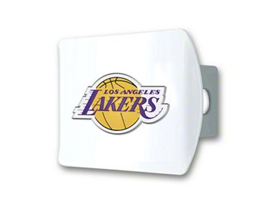 Hitch Cover with Los Angeles Lakers Logo; White (Universal; Some Adaptation May Be Required)