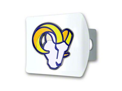 Hitch Cover with Los Angeles Rams Logo; White (Universal; Some Adaptation May Be Required)