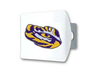 Hitch Cover with LSU Logo; White (Universal; Some Adaptation May Be Required)