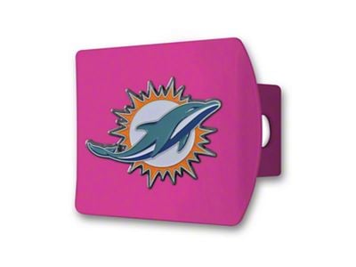 Hitch Cover with Miami Dolphins Logo; Pink (Universal; Some Adaptation May Be Required)