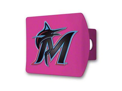 Hitch Cover with Miami Marlins Logo; Pink (Universal; Some Adaptation May Be Required)