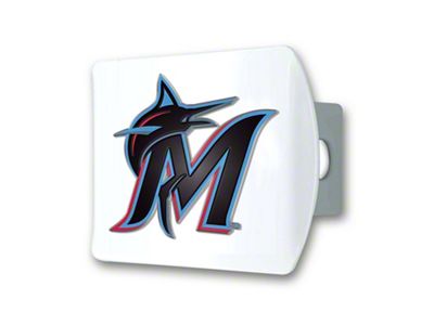 Hitch Cover with Miami Marlins Logo; White (Universal; Some Adaptation May Be Required)