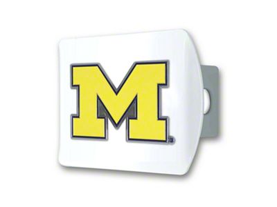 Hitch Cover with Michigan Logo; White (Universal; Some Adaptation May Be Required)