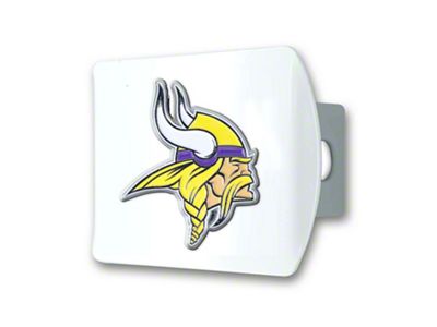 Hitch Cover with Minnesota Vikings Logo; White (Universal; Some Adaptation May Be Required)