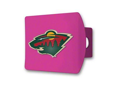 Hitch Cover with Minnesota Wild Logo; Pink (Universal; Some Adaptation May Be Required)