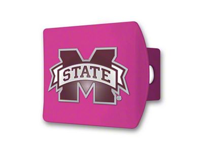 Hitch Cover with Mississippi State Logo; Pink (Universal; Some Adaptation May Be Required)