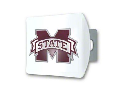 Hitch Cover with Mississippi State Logo; White (Universal; Some Adaptation May Be Required)