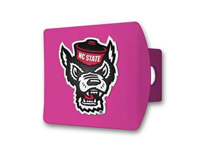 Hitch Cover with NC State Logo; Pink (Universal; Some Adaptation May Be Required)