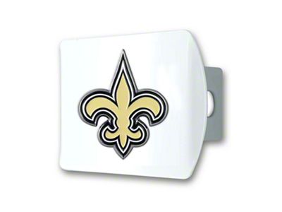 Hitch Cover with New Orleans Saints Logo; White (Universal; Some Adaptation May Be Required)