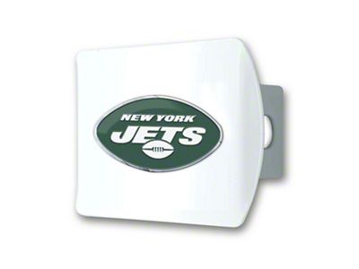 Hitch Cover with New York Jets Logo; White (Universal; Some Adaptation May Be Required)