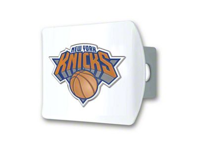 Hitch Cover with New York Knicks Logo; White (Universal; Some Adaptation May Be Required)