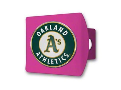 Hitch Cover with Oakland Athletics Logo; Pink (Universal; Some Adaptation May Be Required)