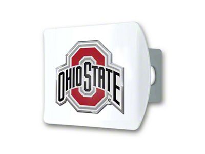 Hitch Cover with Ohio State Logo; White (Universal; Some Adaptation May Be Required)