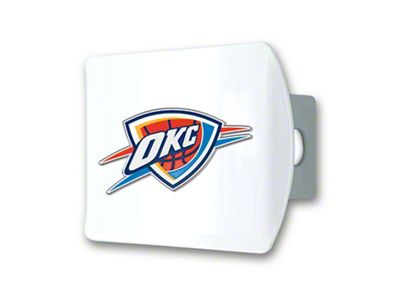 Hitch Cover with Oklahoma City Thunder Logo; White (Universal; Some Adaptation May Be Required)