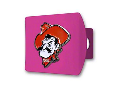 Hitch Cover with Oklahoma State Logo; Pink (Universal; Some Adaptation May Be Required)