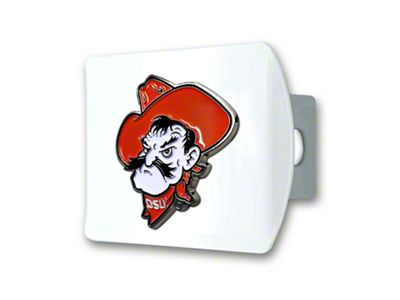 Hitch Cover with Oklahoma State Logo; White (Universal; Some Adaptation May Be Required)