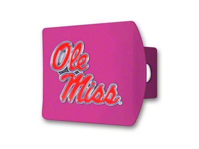 Hitch Cover with Ole Miss Logo; Pink (Universal; Some Adaptation May Be Required)